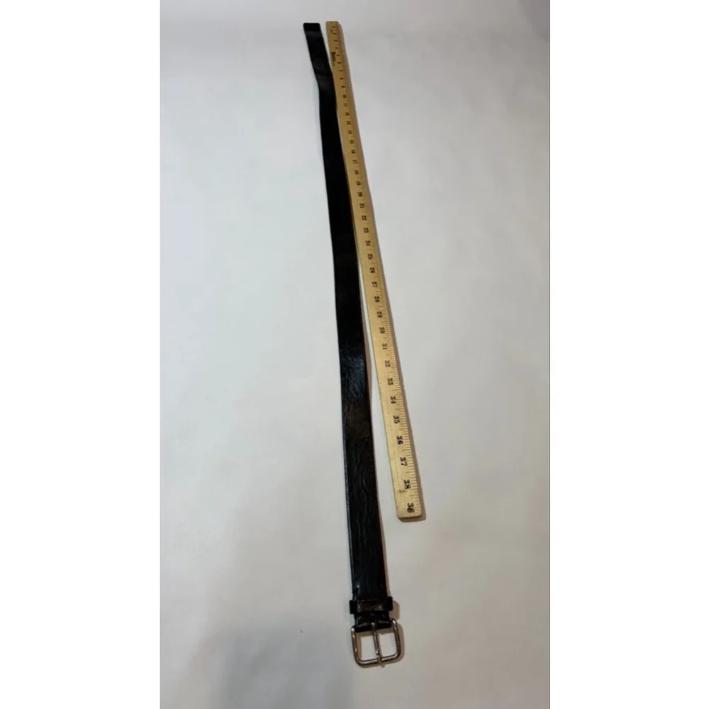 Banana Republic Black Leather Belt Silver Buckle Classic 36